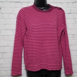 Garnet Hill cashmere pink striped sweater